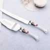 Bride Groom Cake Server Set Wedding Cake Knife and Silver Blade Server Set Boxed – Bride Groom Handles