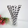 50 Pack Drinking Straws Biodegradable Eco Paper Birthday Party Event Bistro Bar Cafe Take Away – Black and White