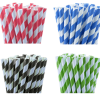 50 Pack Drinking Straws Biodegradable Eco Paper Birthday Party Event Bistro Bar Cafe Take Away – Black and White