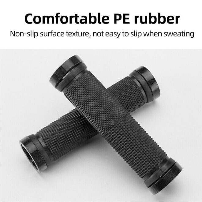 Bike Handlebar Grips MTB Mountain BMX Bike Bicycle Soft Fixed Double Lock Screw Tight Grips – Easy Fit – Rockbros – Black