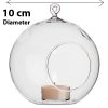 4 x Hanging Clear Glass Ball Tealight Candle Holder  – 10cm Diameter / High – Wedding Globe Decoration Terrarium Succulent Plant Mini Garden Holder Decor Craft Gift