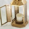 Gold Metal Miners Lantern Summer Xmas Wedding Home Party Room Balconey Deck Decoration 21cm Tealight Candle