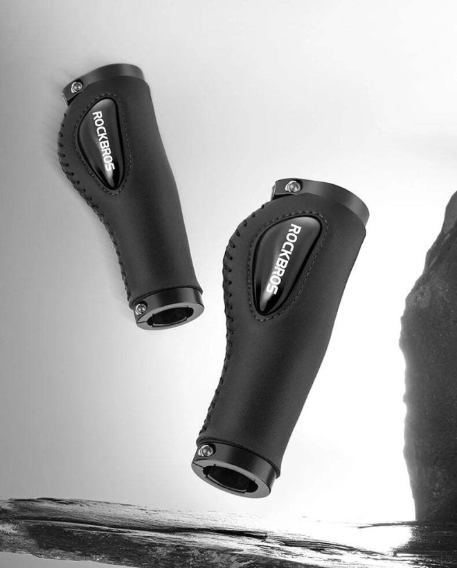 Deluxe Hand Grips Shock Absorbing Rockbros MTB Mountain Bike Tourer Double Lock Handlebar Grips Anti-skid 2.22cm – Black