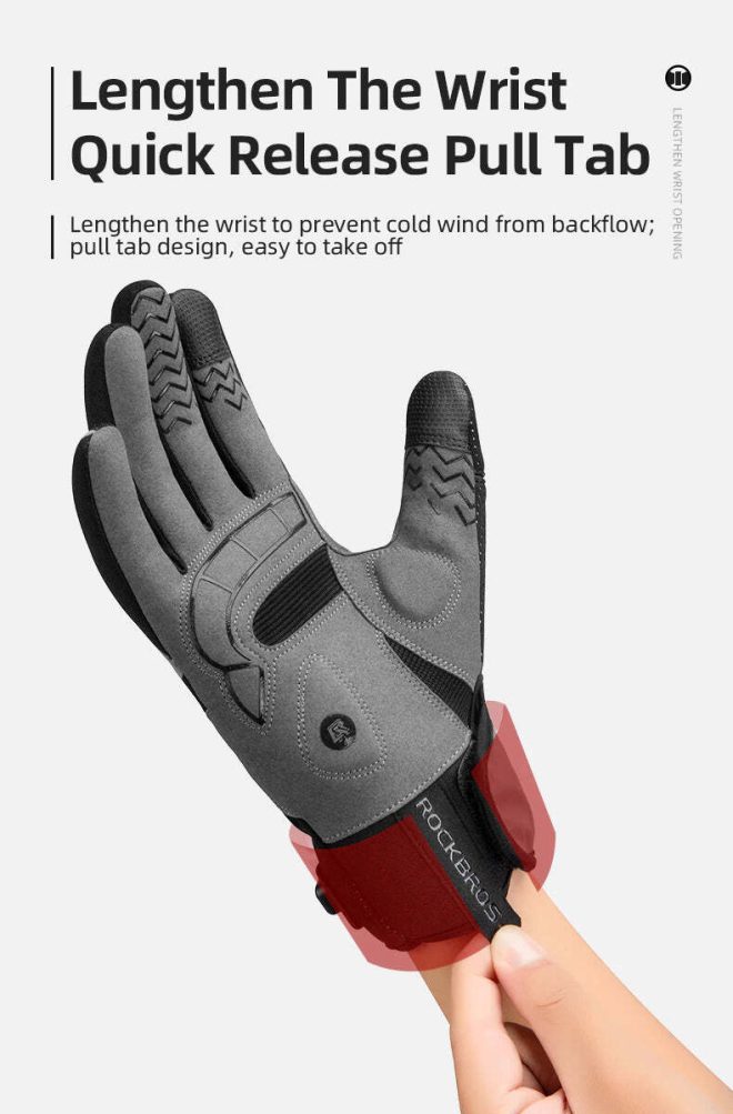 MTB Heated Gloves for Mountain Road Bike Breathable Winter Autumn Cycling Camping Running Outdoor Sport Rockbros – Large