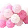 1 Set of 20 LED Pink 5cm Cotton Ball Battery Powered String Lights Christmas Gift Home Wedding Party Girl Bedroom Decoration Outdoor Indoor Table