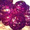 1 Set of 20 LED Cassis Purple 5cm Rattan Cane Ball Battery Powered String Lights Christmas Gift Home Wedding Party Bedroom Decoration Table Centrepiece