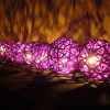 1 Set of 20 LED Cassis Purple 5cm Rattan Cane Ball Battery Powered String Lights Christmas Gift Home Wedding Party Bedroom Decoration Table Centrepiece