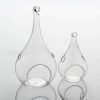 4 Pack of Hanging Clear Glass Tealight Candle Holder Tear Drop Pear Hour Glass Shape – 20cm High Terrarium Plant Mini Garden Holder Decoration Craft Gift