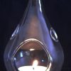 4 Pack of Hanging Clear Glass Tealight Candle Holder Tear Drop Pear Shape – 12cm High – Terrarium Plant Mini Garden Holder Decor