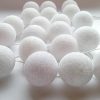 1 Set of 20 LED White 5cm Cotton Ball Battery Powered String Lights Christmas Gift Home Wedding Party Bedroom Decoration Outdoor Indoor Table Centrepiece