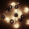 1 Set of 20 LED Black White 5cm Cotton Ball Battery Powered String Lights Xmas Gift Home Wedding Party Bedroom Decoration Outdoor Indoor Table Centrepiece