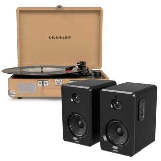 Crosley Cruiser Bluetooth Portable Turntable – Black + Bundled HolySmoke Bluetooth Speaker