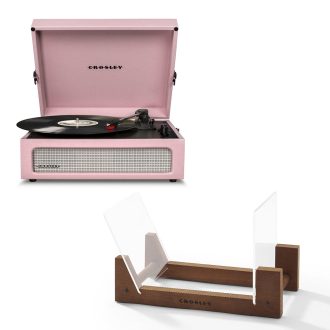 Crosley Voyager Bluetooth Portable Turntable – Bundled Crosley Record Storage Display Stand