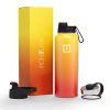 Harmony Mat- Black & Iron Flask Wide Mouth Bottle with Spout Lid, Fire, 32oz/950ml Bundle