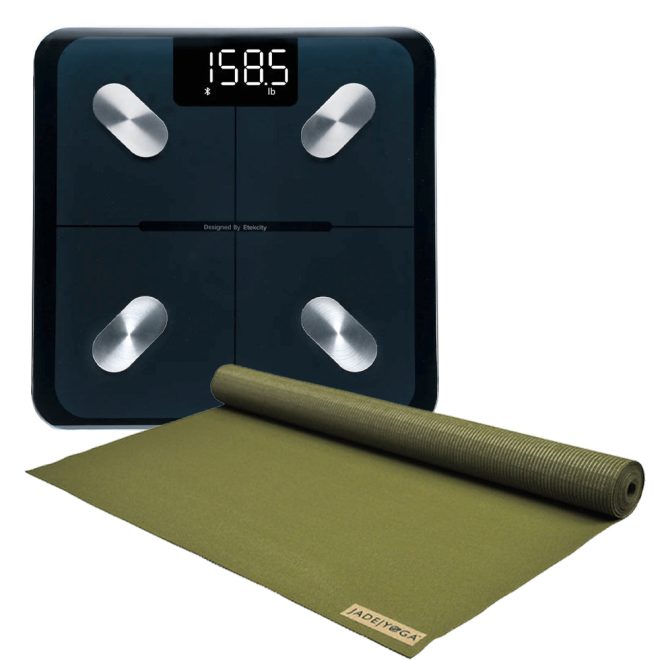 Voyager Mat – Olive & Etekcity Scale for Body Weight and Fat Percentage – Black Bundle