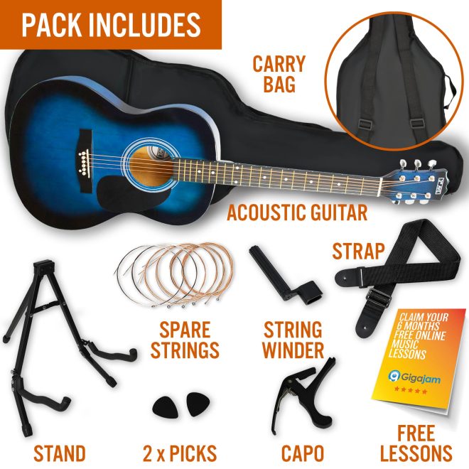 3rd Avenue Acoustic Guitar Premium Pack – Blueburst