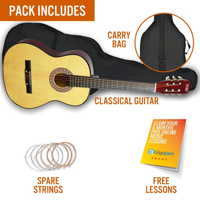 3rd Avenue Full Size Classical Guitar Pack – Natural