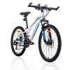 M114 24 Inch Wheel Kids Mountain Bike 21 Speed MTB White