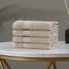 Bath Towel Set – 4 Piece Cotton Washcloths – Sandstone