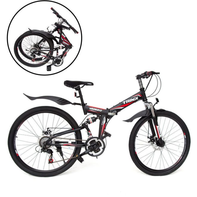 26 Folding Mountain Bicycle 21 Speed Shimano Foldable Bike Black Color