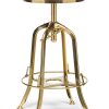 Industrial Wooden Height Adjustable Swivel Bar Stool – Gold