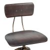 Industrial Wooden Height Adjustable Swivel Bar Stool Chair with Back – Dark French Brass