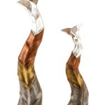 Tall Slim Hand-Painted Aluminium Decorative Flower Vases - Set of 2