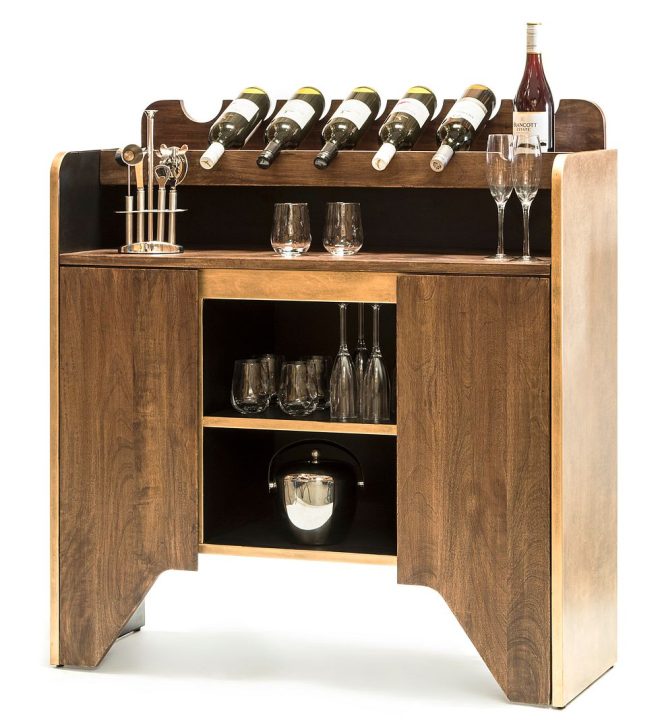 Contemporary Wooden Drinks Cabinet Wine Rack with Bottle Holders