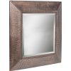 Square Wall Mirror with Croc Pattern Frame in Copper Finish