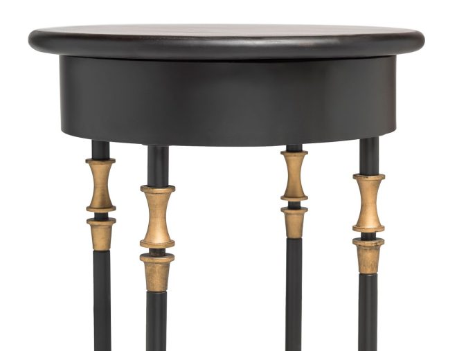 Honeygo Wooden Round Gold Black Side Table with Finial Legs