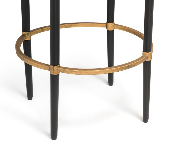 Honeygo Wooden Round Gold Black Side Table with Finial Legs