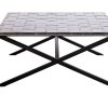 Large Square Black Coffee Table with Stainless Steel Woven Top