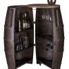 Iron Barrel Shaped Wine Rack Bar Cabinet with Wheels