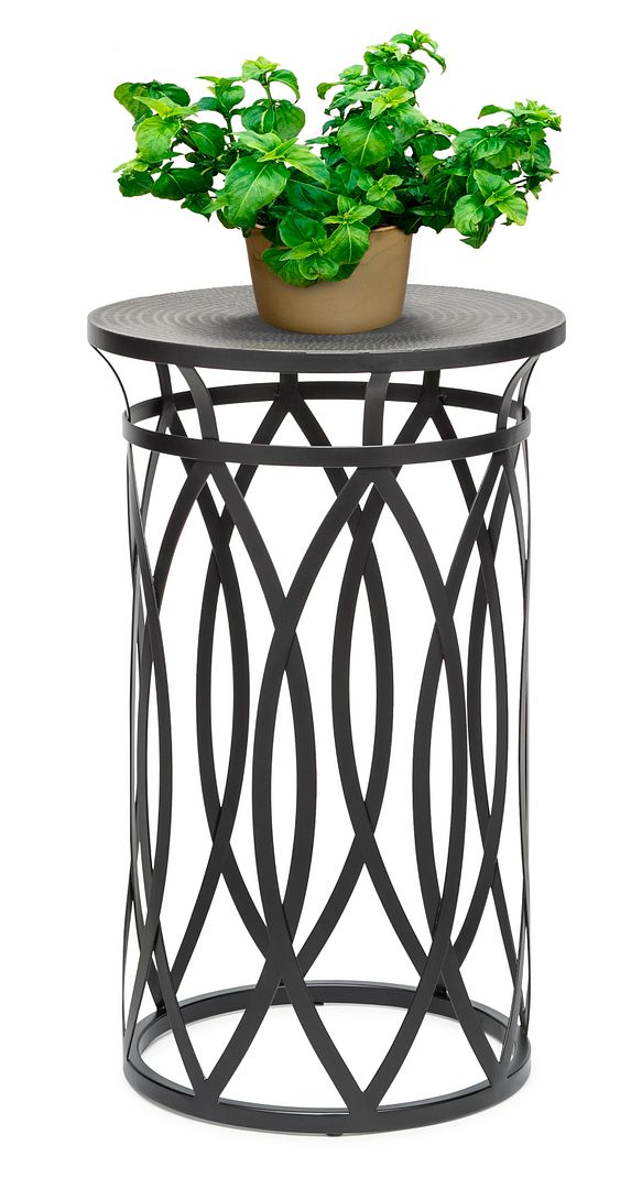 Elon Black Round Iron Side Table with Cross Legs and Top – Gold Black