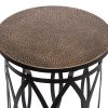 Elon Black Round Iron Side Table with Cross Legs and Top – Gold Black