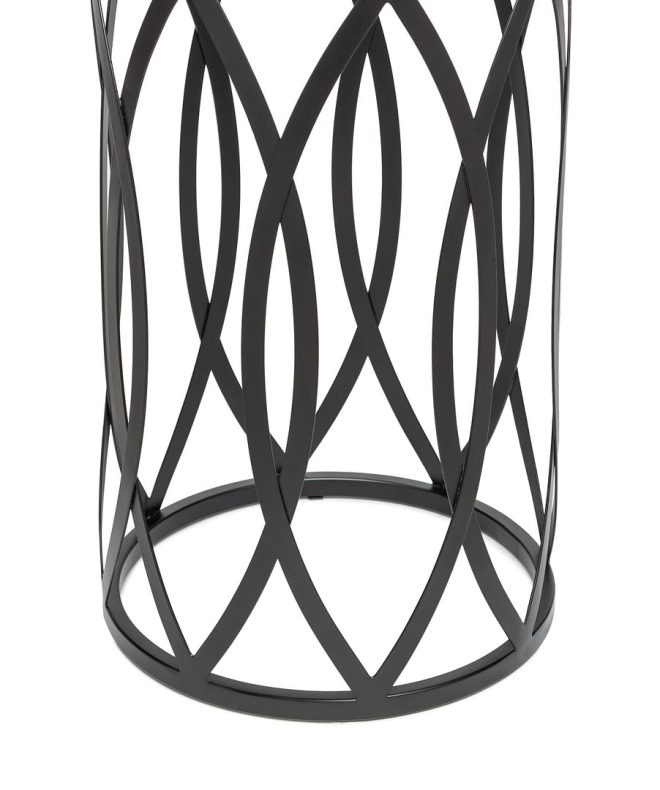 Elon Black Round Iron Side Table with Cross Legs and Top – Gold Black