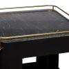 Contemporary Black Gold Drinks Trolley Bar Cart with Marble Top