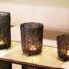 Wired Mesh Tealight Black Candle Holders – Set of 3