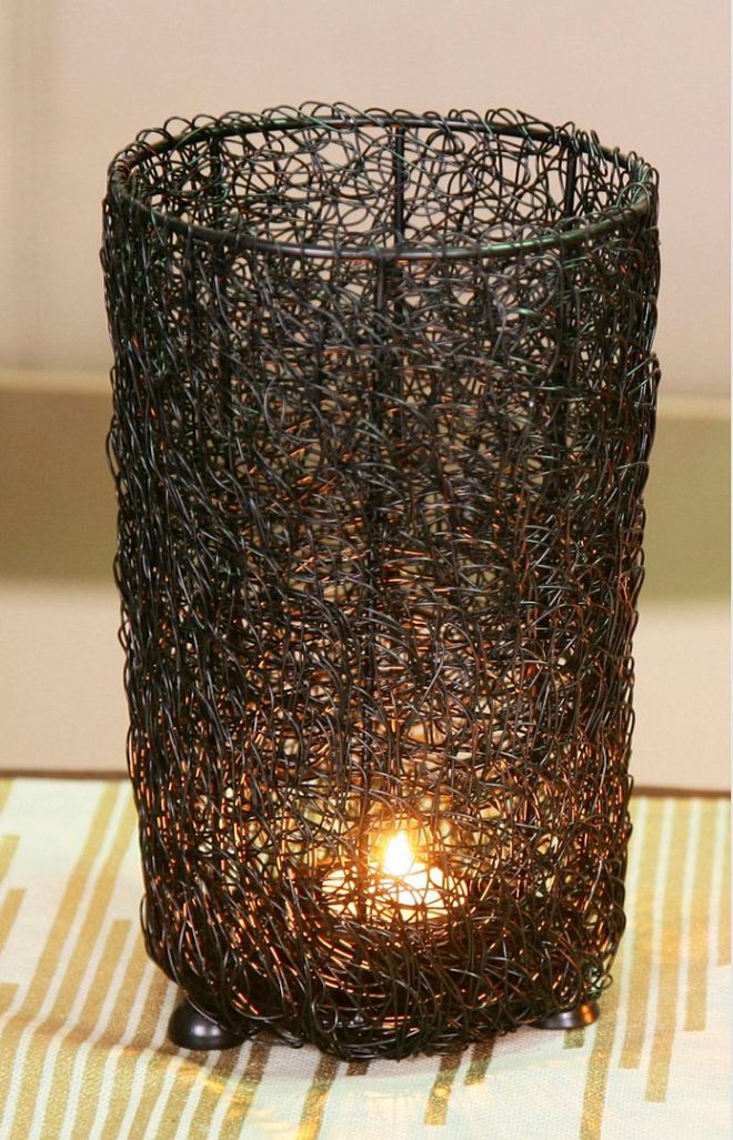 Wired Mesh Tealight Black Candle Holders – Set of 3