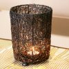 Wired Mesh Tealight Black Candle Holders – Set of 3