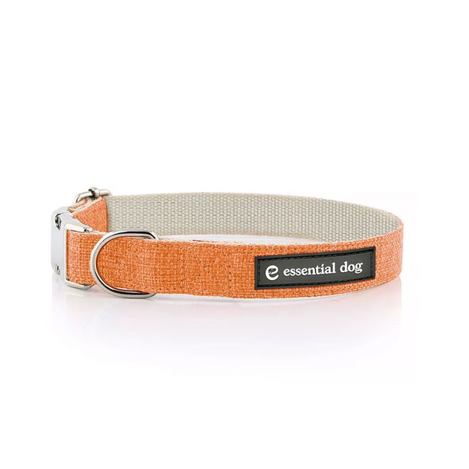 Natural Hemp & Cotton Dog Collar (Orange Burst) – L