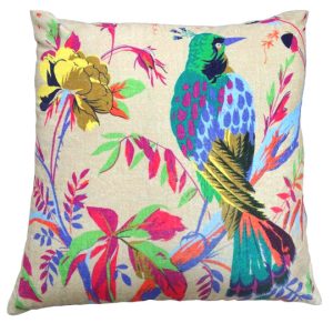 cotton velvet bird design cushion cover 45×45 cm – Beige