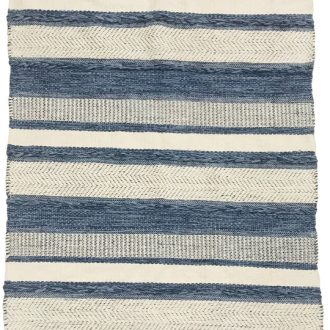 Striped blue/white cotton kilim rug 90×150 cm