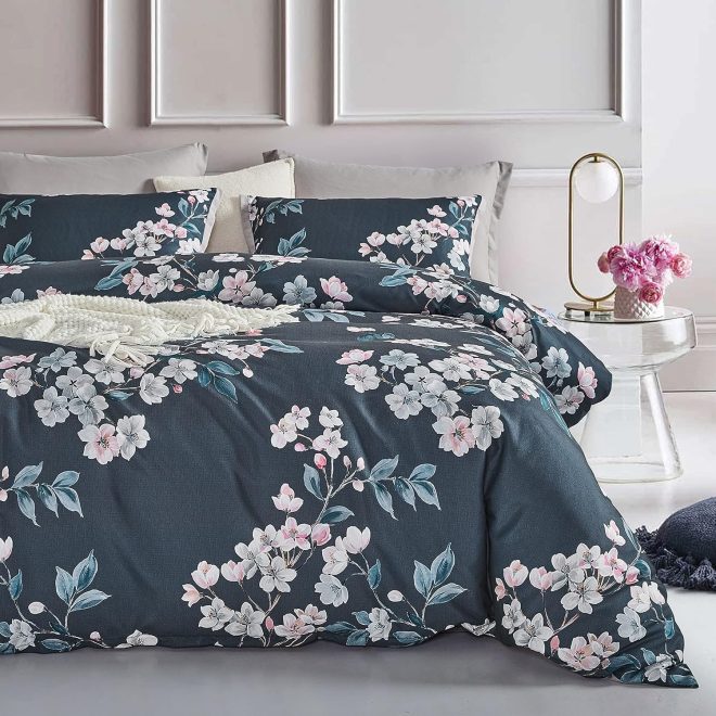 Botanical Hazel Microfibre Quilt Cover Set-queen size