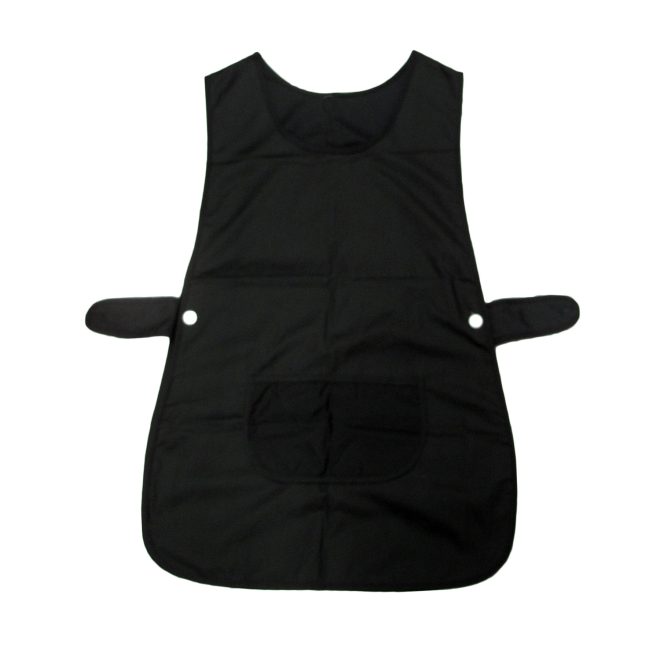 Ladies Women Side Button Tabard Apron 50×80 cm – Black