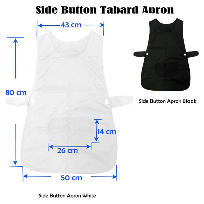 Ladies Women Side Button Tabard Apron 50×80 cm – Black