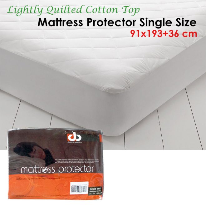 Lightly Quilted Cotton Top Mattress Protector Single