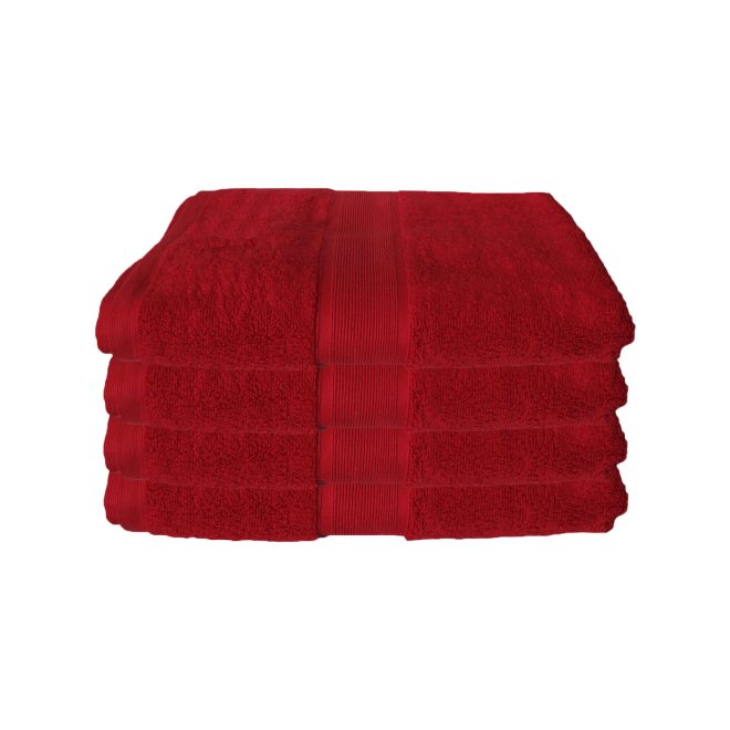 650gsm Casual Elegance Set of 4 Cotton Bath Towels Red 78x136cm