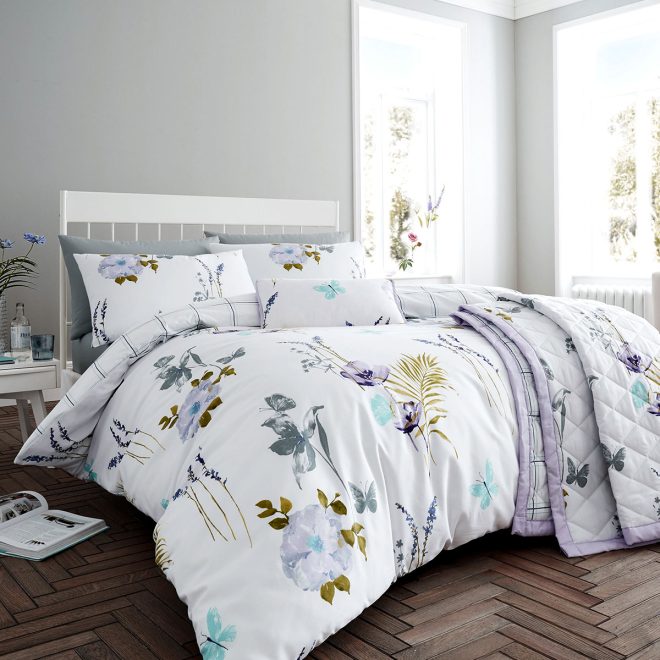 Flora Lilac Quilt Cover Set Super King