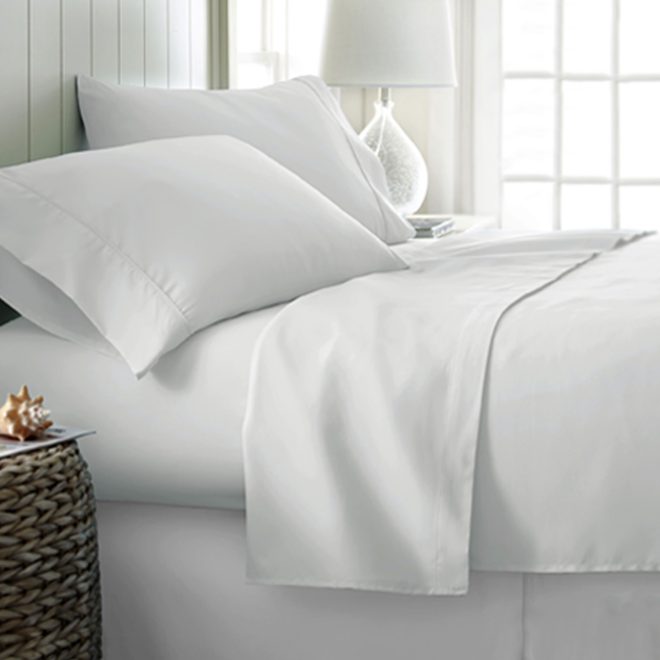 400TC Cotton Sateen Sheet Set Queen – White